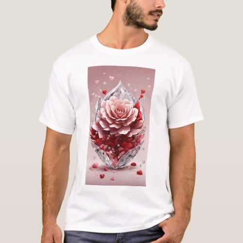 Crystal Blooms of Love Valentines Day T_shirt
