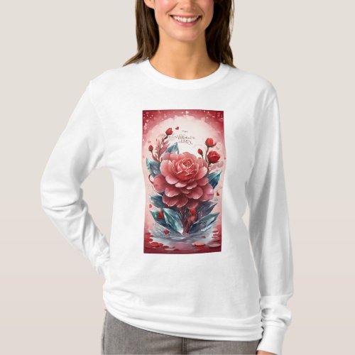 Crystal Blooms of Love Valentines Day T_shirt