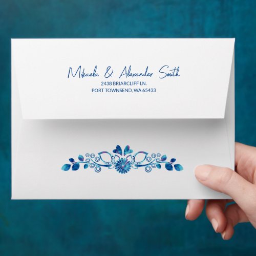 Crystal Blue Addressed Floral Envelope