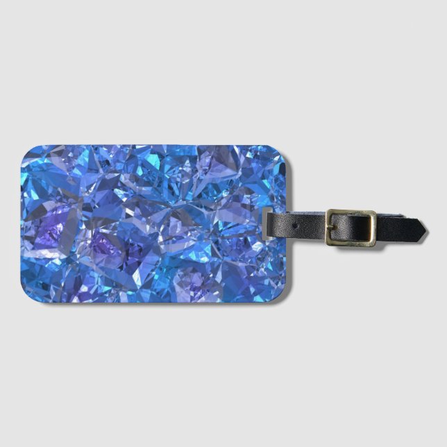 Crystal Blue and Purple Luggage Tag (Front Horizontal)