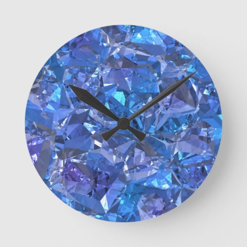 Crystal Blue and Purple Round Clock