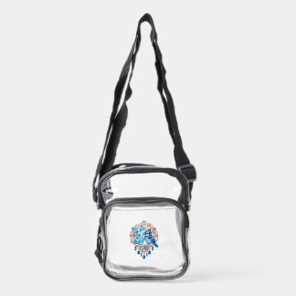 Crystal Blue Bunny and Blue Jay Heart Clear Crossbody Bag