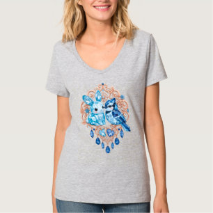 Crystal Blue Bunny and Blue Jay Heart T-Shirt