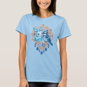 Crystal Blue Bunny and Blue Jay Heart T-Shirt