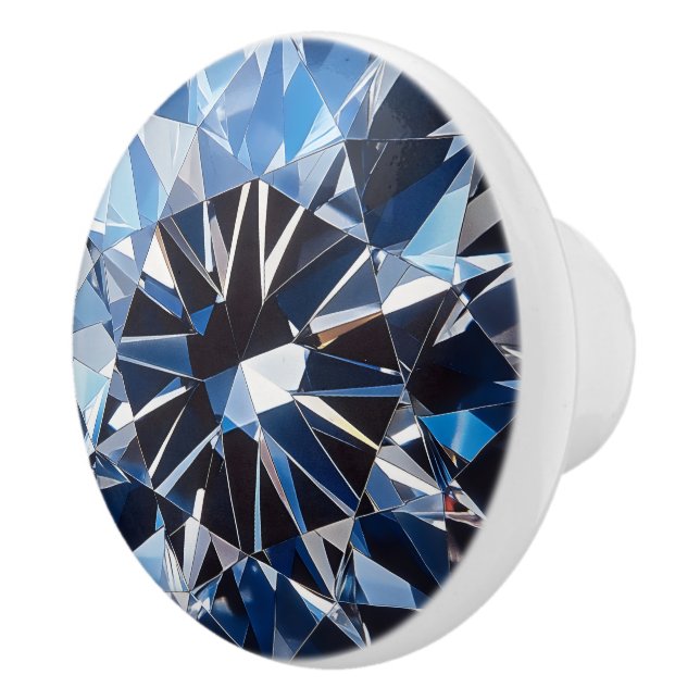 Crystal Blue Diamond Pattern Ceramic Knob (Right)