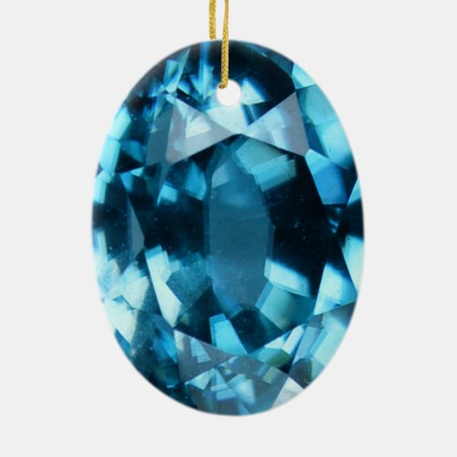 Crystal Blue Gemstone Zircon December Birthstone Ceramic Ornament