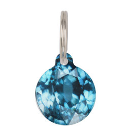 Crystal Blue Gemstone Zircon December Birthstone Pet Name Tag
