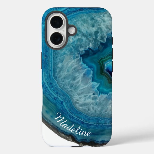 Crystal Blue Geode Slice | Personalized  Case-Mate iPhone Case (Back)