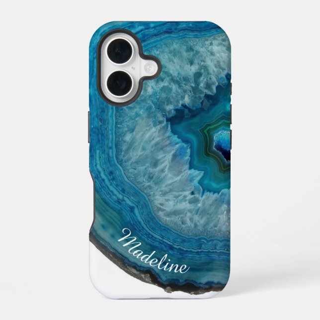 Crystal Blue Geode Slice | Personalized  Iphone Case (Back)