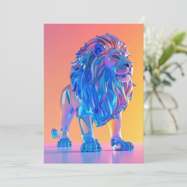 Crystal Blue Lion Blank Card (Standing Front)