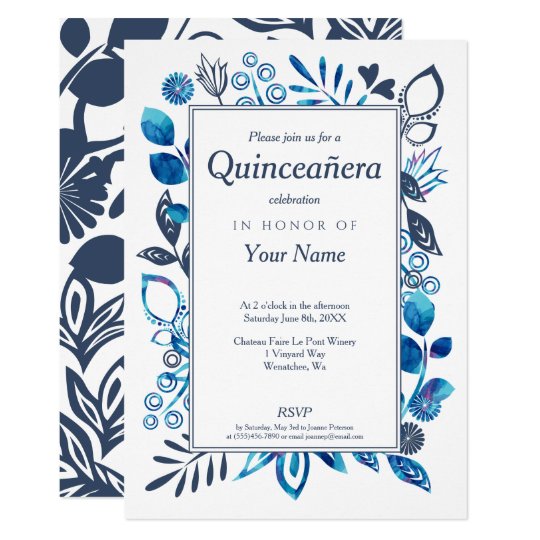 Crystal Blue Quinceañera Invitations 