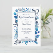 Crystal Blue Quinceañera Invitations (Standing Front)