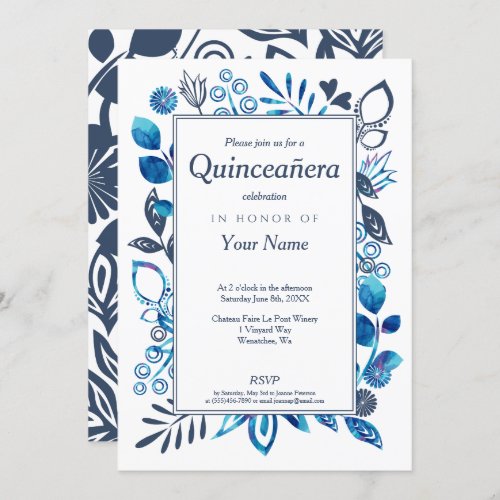 Crystal Blue Quinceaera Invitations
