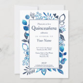 Crystal Blue Quinceañera Invitations (Front)