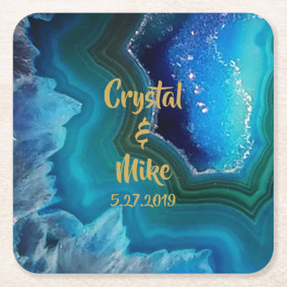 Crystal Blue Square Paper Coaster