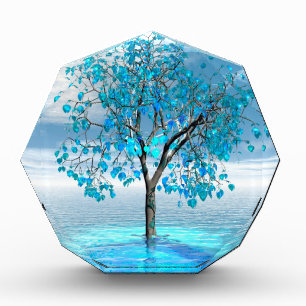 Crystal Blue Tree Acrylic Award