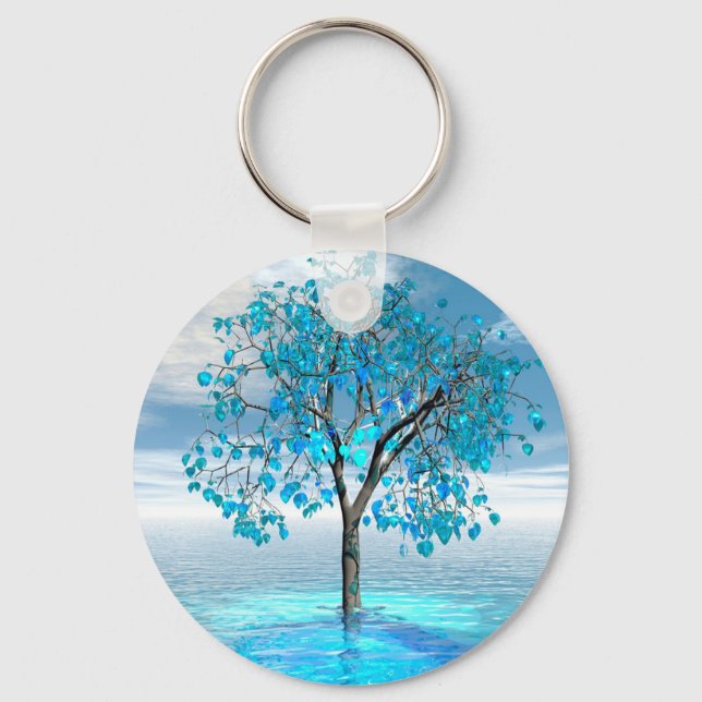 Crystal Blue Tree Keychain (Front)