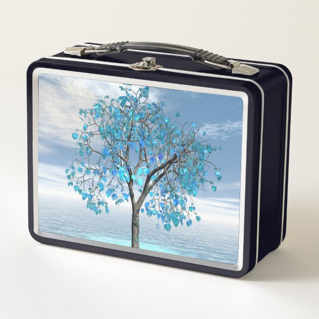 Crystal Blue Tree Metal Lunch Box (Front)