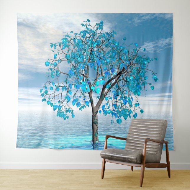 Crystal Blue Tree Tapestry (In Situ (Horizontal))