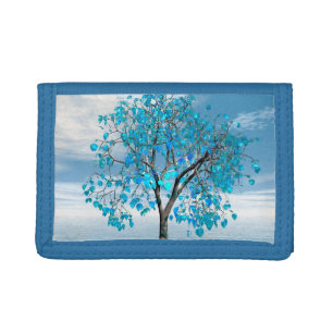 Crystal Blue Tree Trifold Wallet