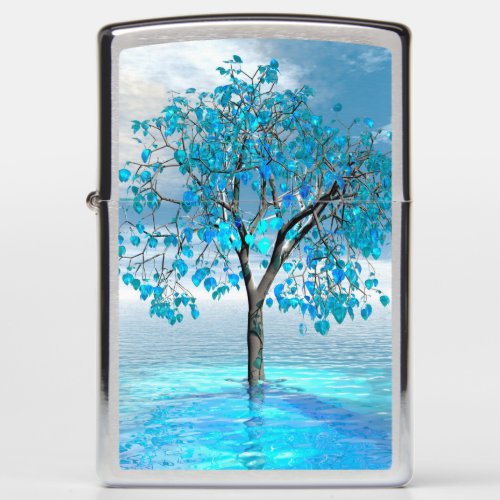 Crystal Blue Tree Zippo Lighter