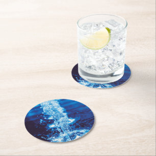 Crystal Blue Water Effect Round Paper Coaster