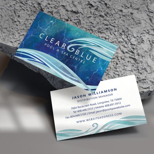 Crystal Blue Water Ripple  Waves Pool  Spa Business Card