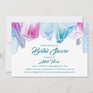 Crystal Bride Pink & Blue Gems Bridal Shower Invitation