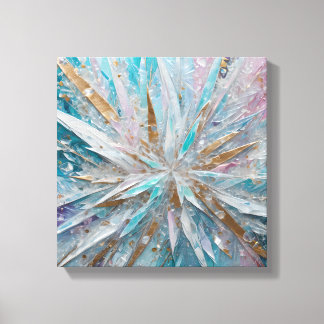 Crystal Burst in Pastel and Gold Canvas Print