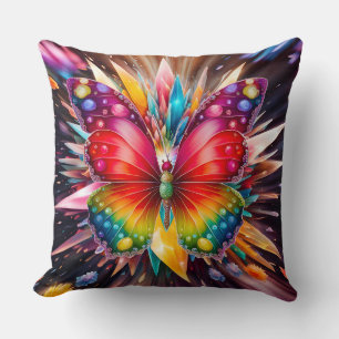 Crystal Butterfly Throw Pillow
