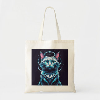 Crystal Cat Geometric Vector Art Tote Bag