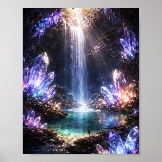 Crystal Cave Waterfall Poster (Front)