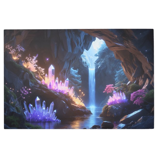 Crystal Cave with Magic Cascade Metal Print (Front)