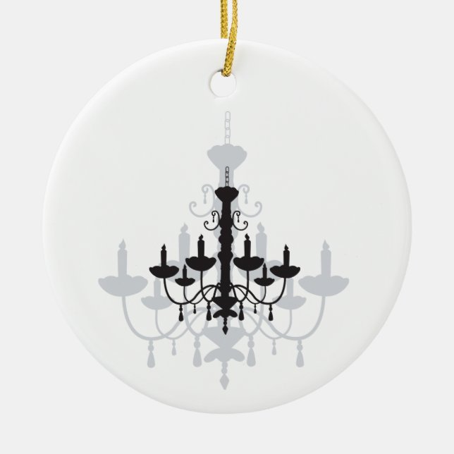 Crystal Chandelier Black Gothic and Shadow Ceramic Ornament (Front)