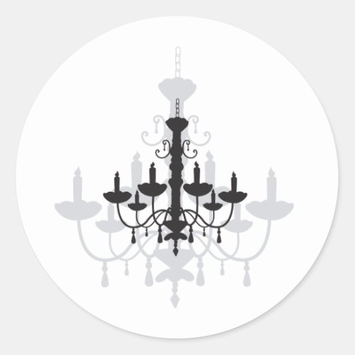Crystal Chandelier Black Gothic and Shadow Classic Round Sticker
