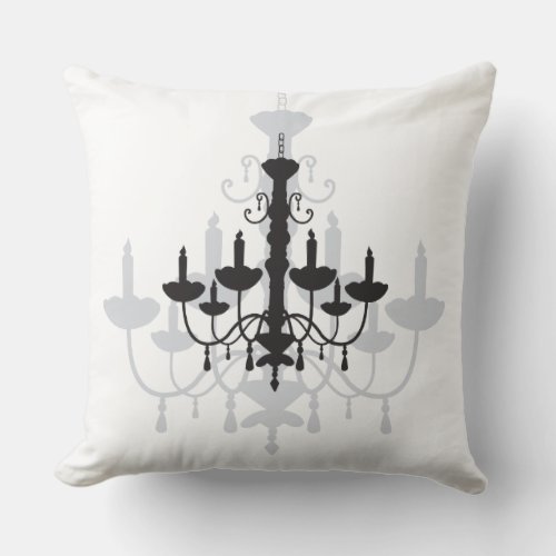 Crystal Chandelier Black Gothic and Shadow Throw Pillow