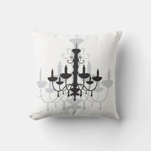 Crystal Chandelier Black Gothic and Shadow Throw Pillow