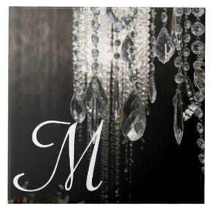 Crystal Chandelier Chic Glas Monogram Display Tile