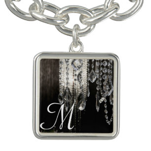Crystal Chandelier Chic Glass Monogram Bracelet