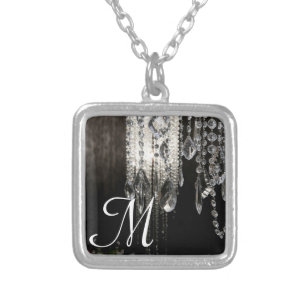 Crystal Chandelier Chic Glass Monogram Necklace