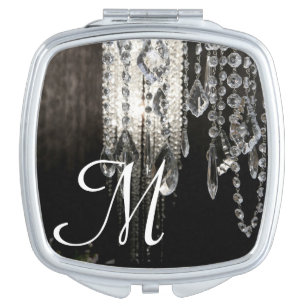 Crystal Chandelier Chic Monogram Compact Mirror