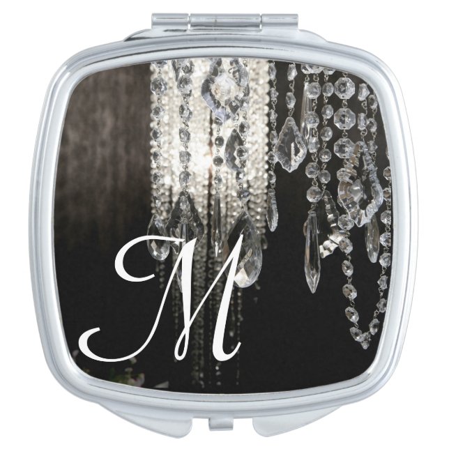 Crystal Chandelier Chic Monogram Compact Mirror (Front)