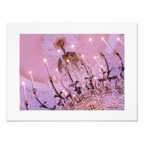 Crystal Chandelier on Pink Ceiling Print