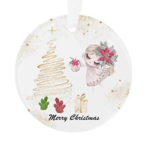 *~* Crystal Christmas Merry Christmas Angel Ornament