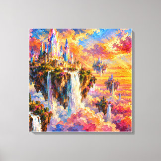 Crystal Citadel Peak: Floating Fantasy Canvas Print