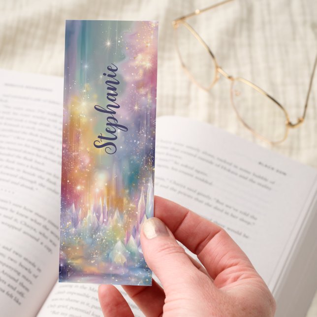 Crystal City Pastel Dream Fantasy Custom Name Bookmarks (Hand)