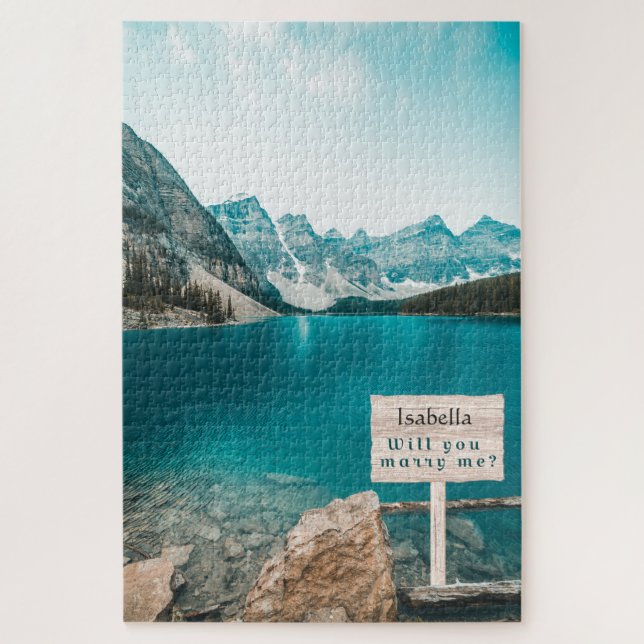 Crystal Clear Blue Mountain Lake Marry Me Puzzle (Vertical)