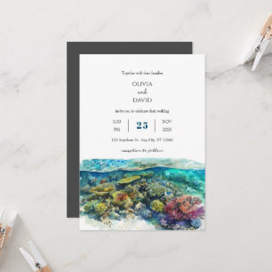 Crystal Clear Coral Reef Tropical Beach Wedding  Invitation