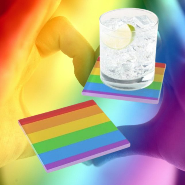 Crystal Clear Pride: Rainbow Flag Glass Coaster (Creator Uploaded)