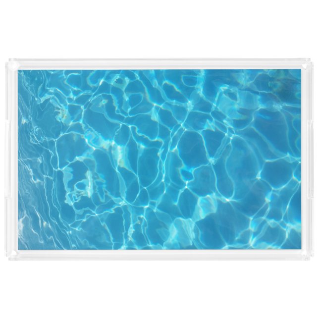 Crystal Clear Sky Blue Pool Water Acrylic Tray (Front)